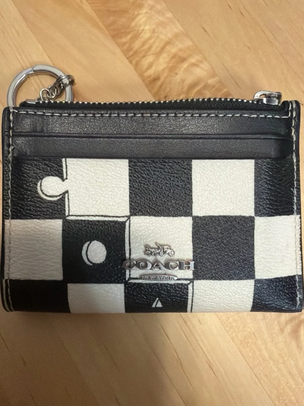 Coach Black and White Check Card Holder Phone Case with ID Window